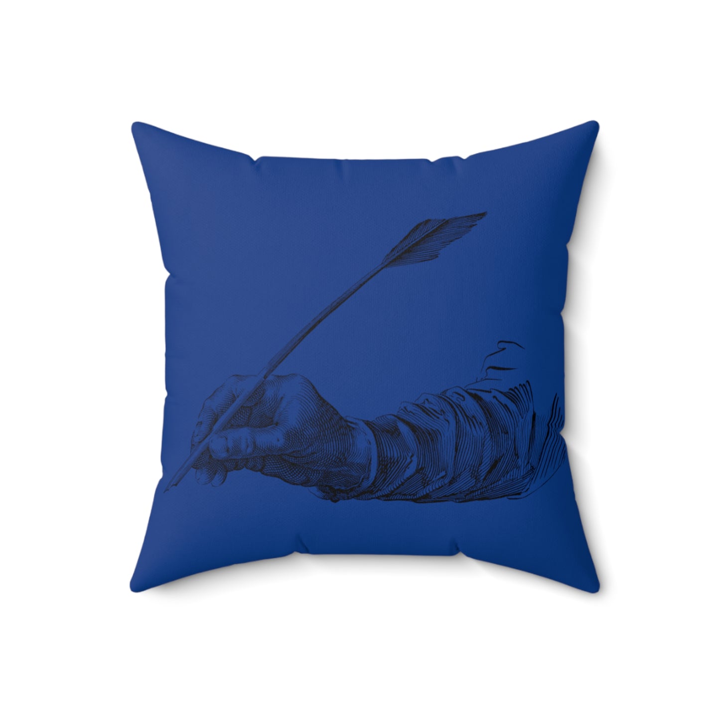 Spun Polyester Square Pillow: Writing Dark Blue