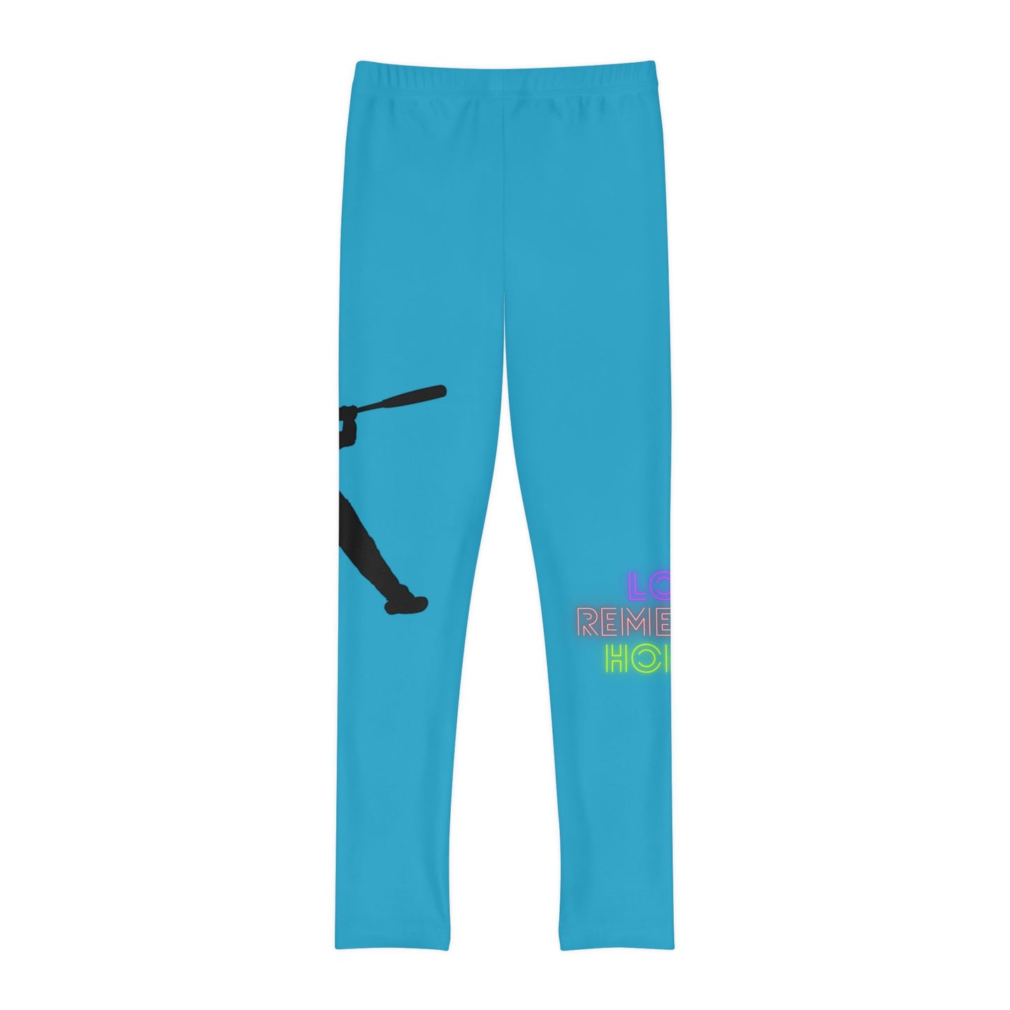 Youth Full-Length Leggings: Baseball Turquoise