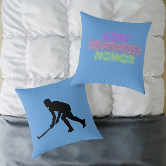 Spun Polyester Pillow: Hockey Lite Blue