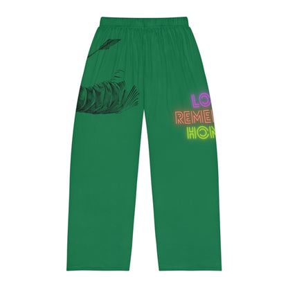 Men's Pajama Pants: Writing Dark Green