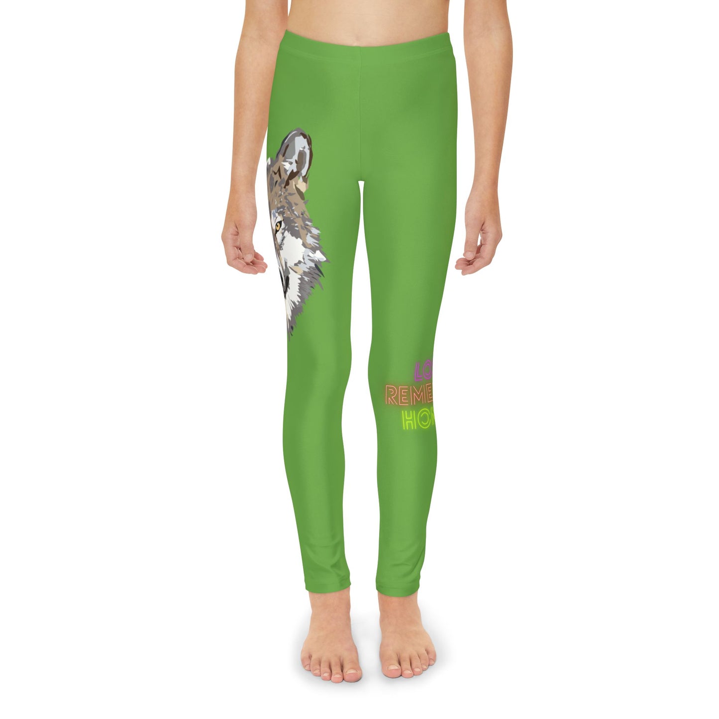 Youth Full-Length Leggings: Wolves Green