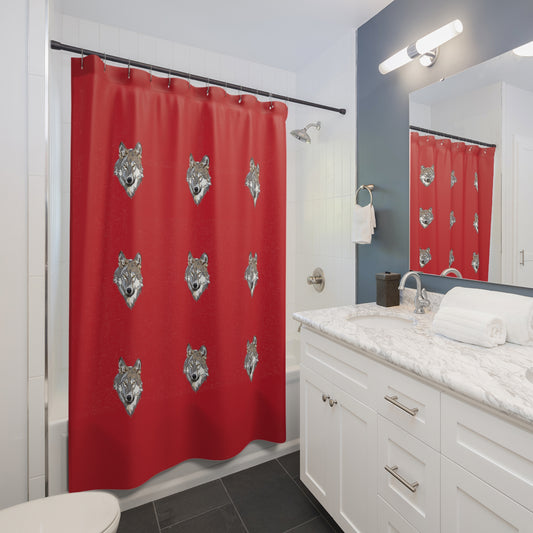 Shower Curtains: #2 Wolves Dark Red