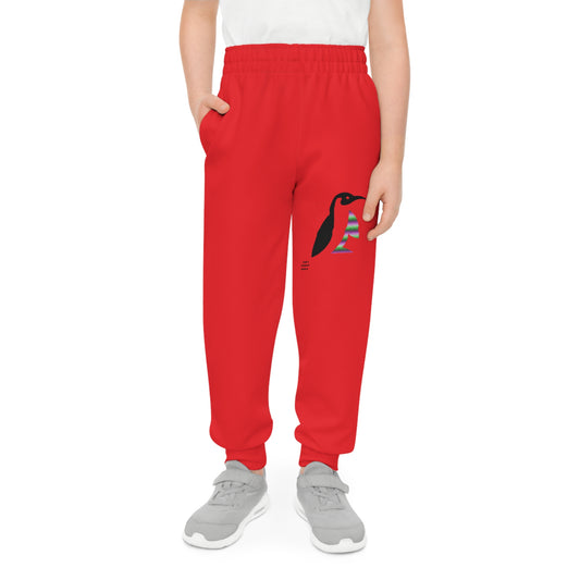 Youth Joggers: Crazy Penguin World Logo Red