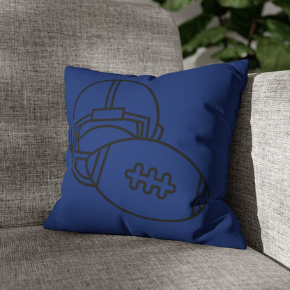 Faux Suede Square Pillow Case: Football Dark Blue
