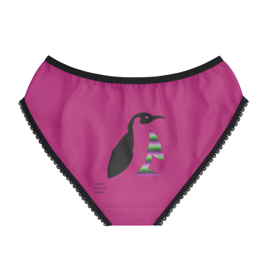 Women's Briefs: Crazy Penguin World Logo Pink