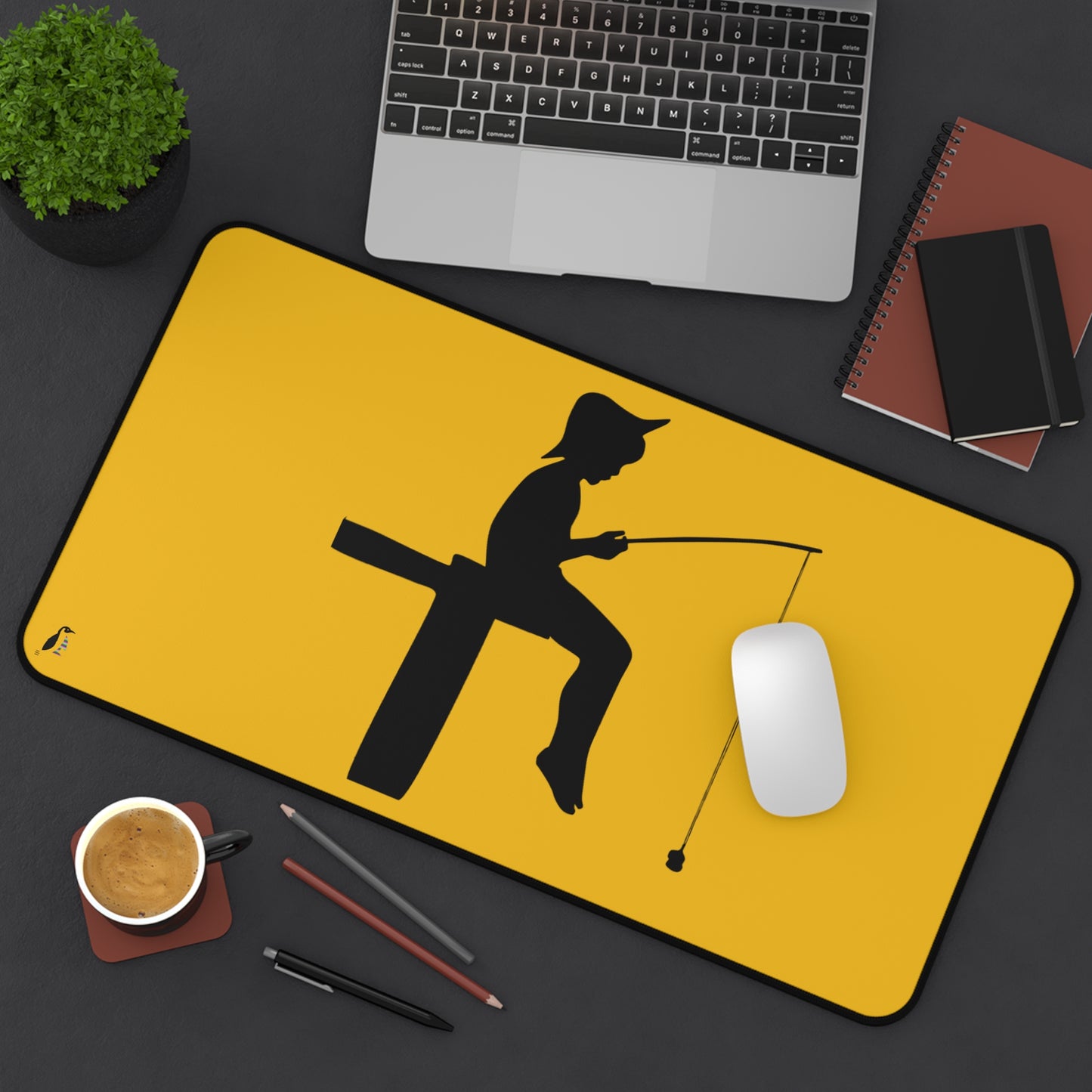 Desk Mat: Fishing Yellow