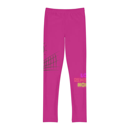Youth Full-Length Leggings: Volleyball Pink