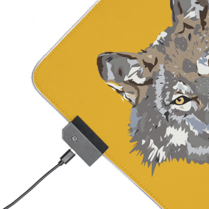 LED Gaming Mouse Pad: Wolves Yellow