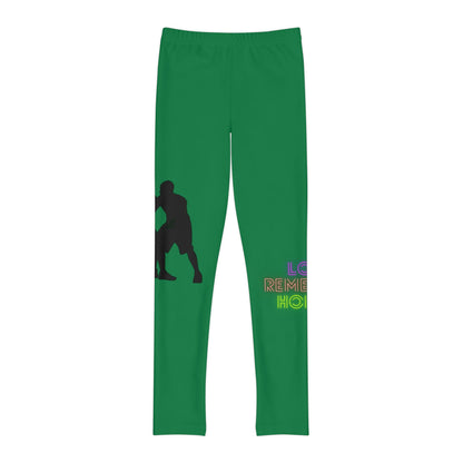 Youth Full-Length Leggings: Basketball Dark Green