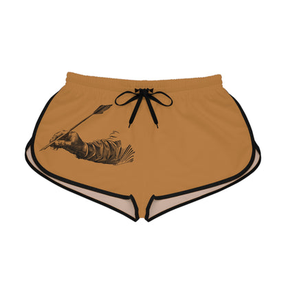 Women's Relaxed Shorts: Writing Lite Brown