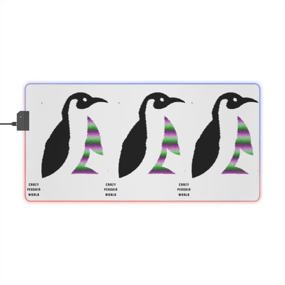 LED Gaming Mouse Pad: Crazy Penguin World Logo White