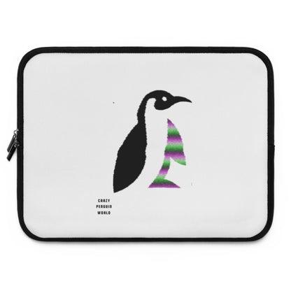 Laptop Sleeve: Crazy Penguin World Logo White