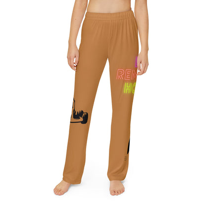 Kids Pajama Pants: Racing Lite Brown