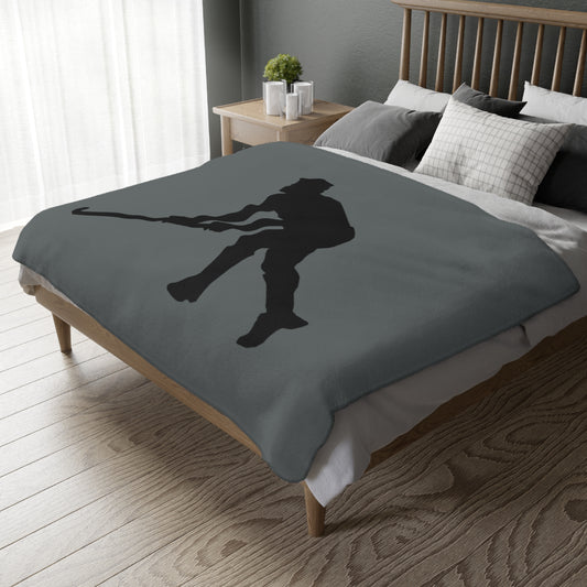 Velveteen Minky Blanket (Two-sided print): Hockey Dark Grey