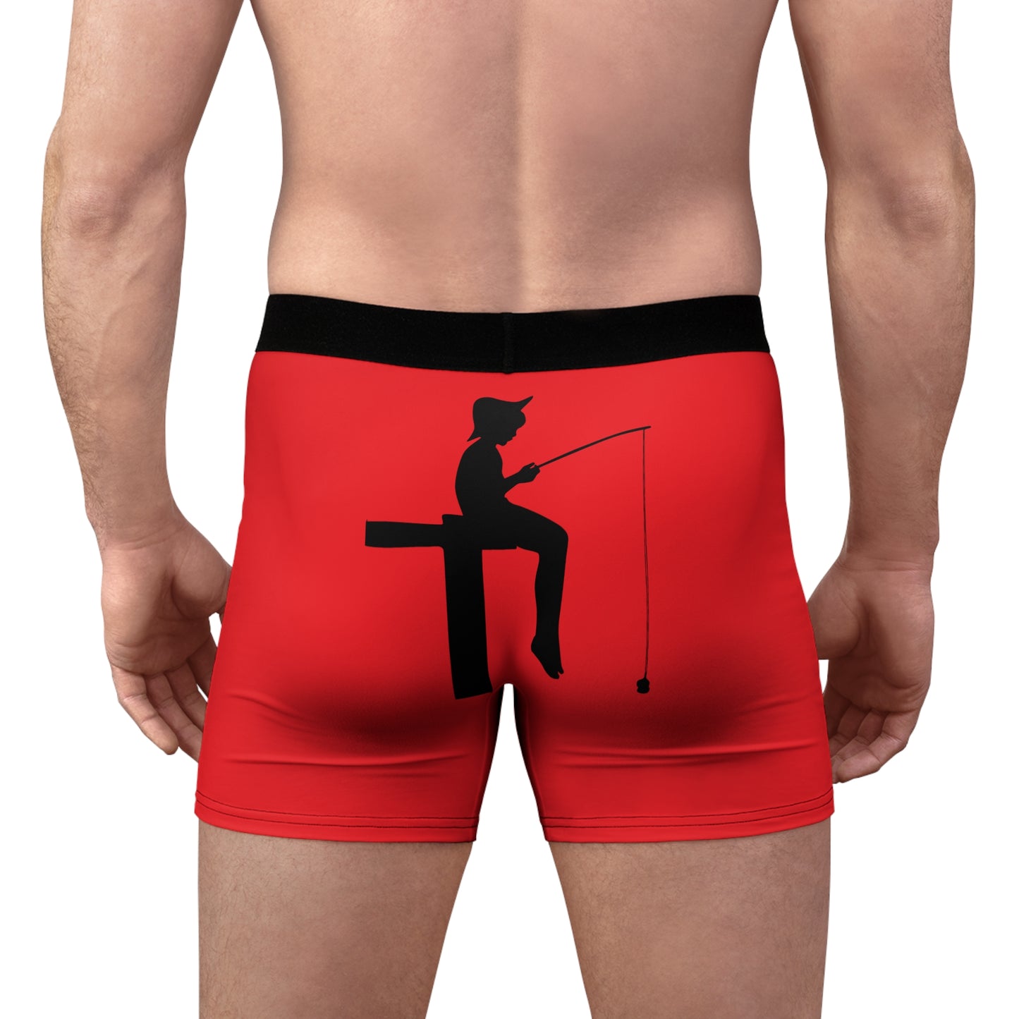 Men's Boxer Briefs: Fishing Red