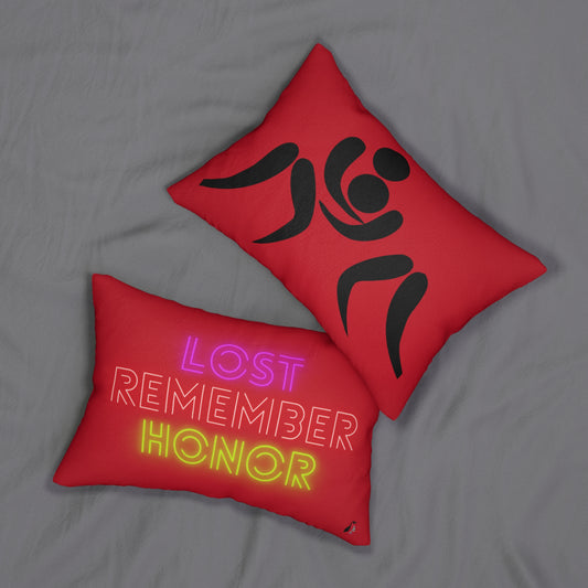 Spun Polyester Lumbar Pillow: Wrestling Dark Red
