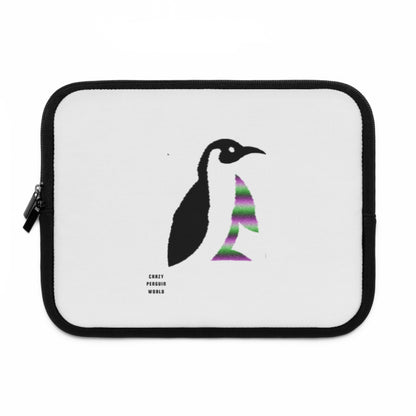 Laptop Sleeve: Crazy Penguin World Logo White