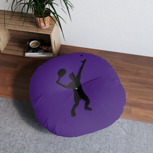 Tufted Floor Pillow, Round: Tennis Purple