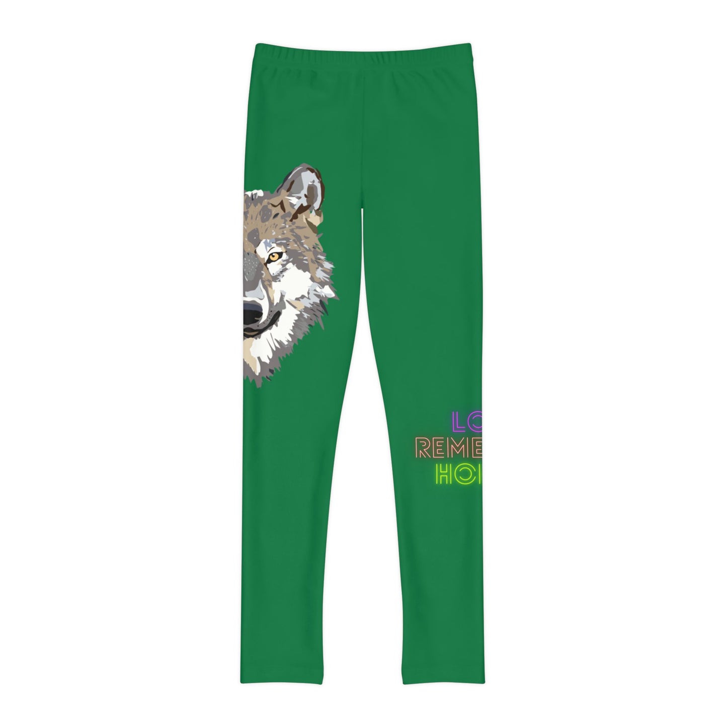 Youth Full-Length Leggings: Wolves Dark Green