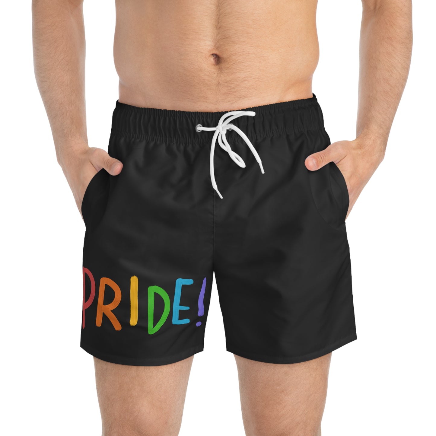 Swim Trunks: LGBTQ Pride Black