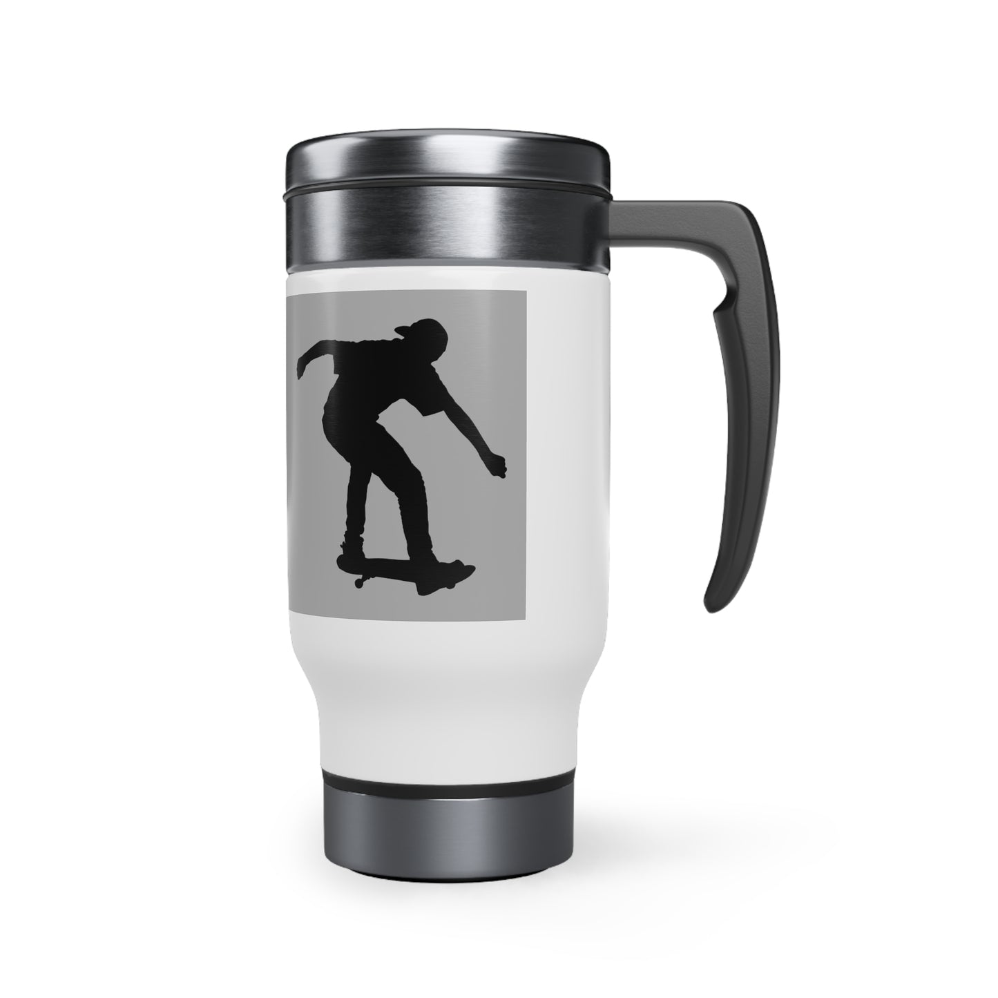 Stainless Steel Travel Mug with Handle, 14oz: Skateboarding Lite Grey