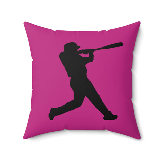 Spun Polyester Square Pillow: Baseball Pink