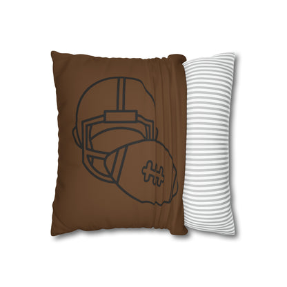 Faux Suede Square Pillow Case: Football Brown