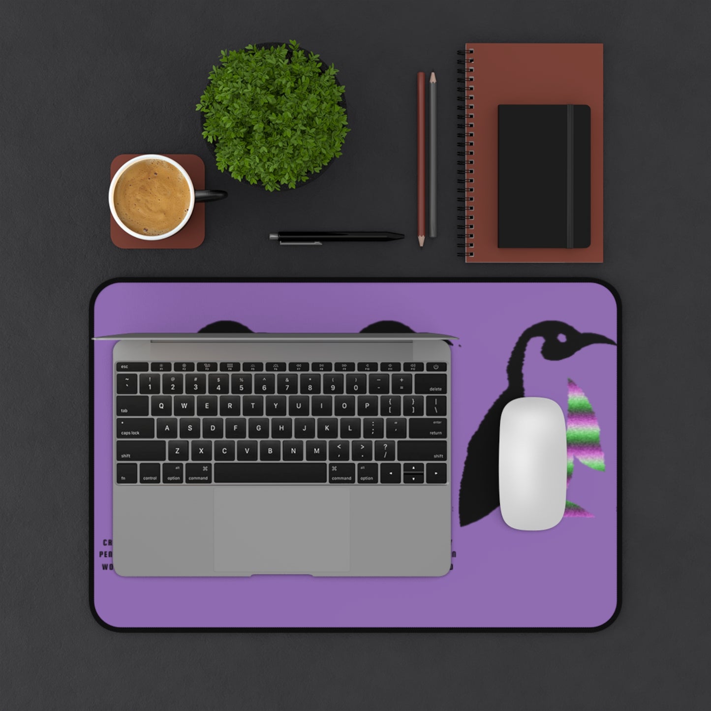 Desk Mat: Crazy Penguin World Logo Lite Purple