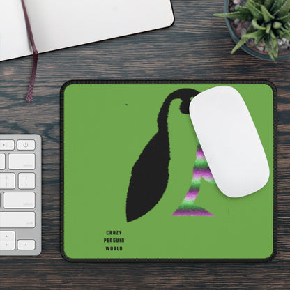 Gaming Mouse Pad: Crazy Penguin World Logo Green