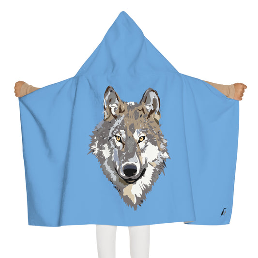 Youth Hooded Towel: Wolves Lite Blue