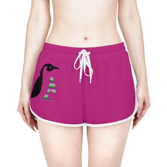 Women's Relaxed Shorts: Crazy Penguin World Logo Pink