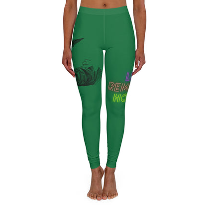 Women's Spandex Leggings: Writing Dark Green