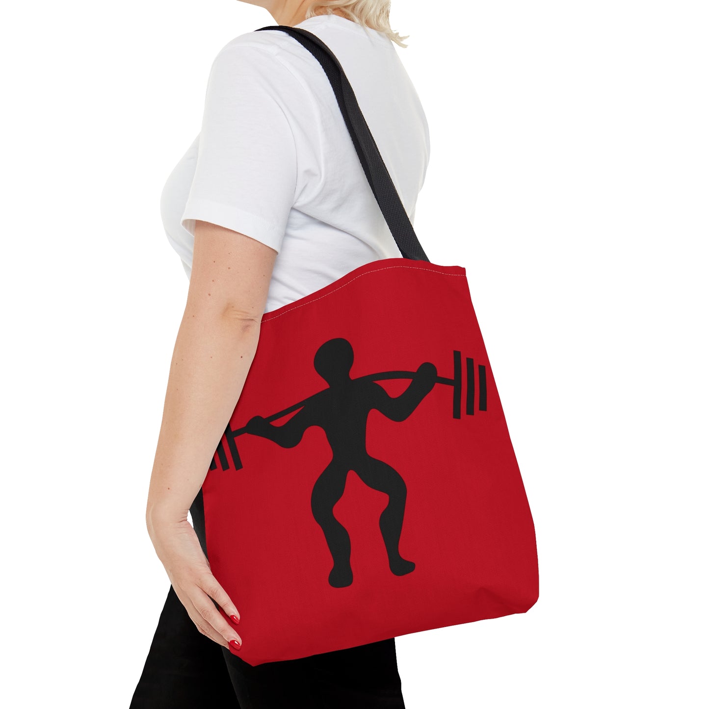 Tote Bag: Weightlifting Dark Red