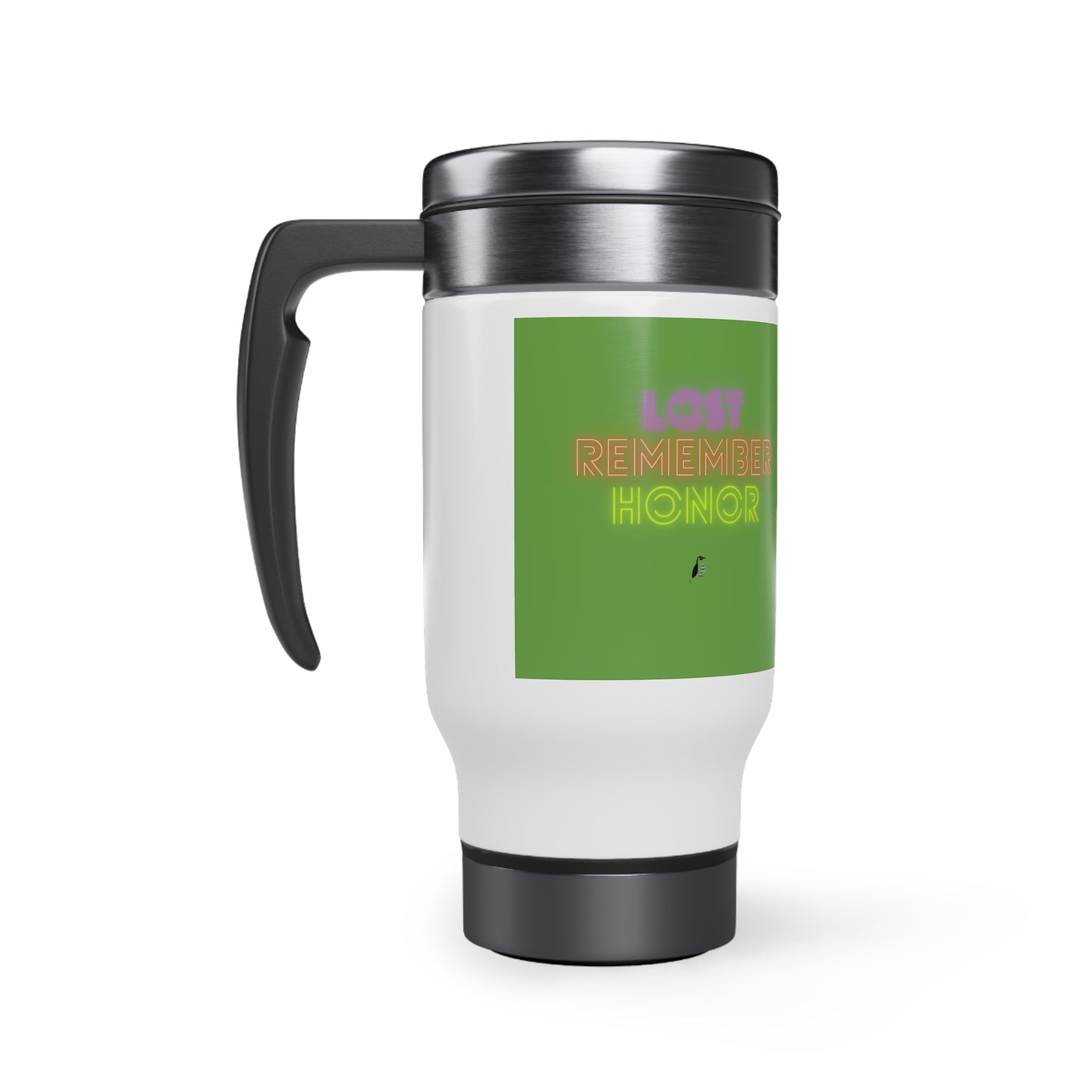 Stainless Steel Travel Mug with Handle, 14oz: Gaming Green