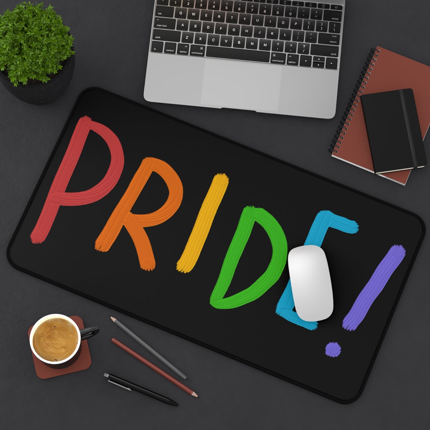 Desk Mat: LGBTQ Pride Black