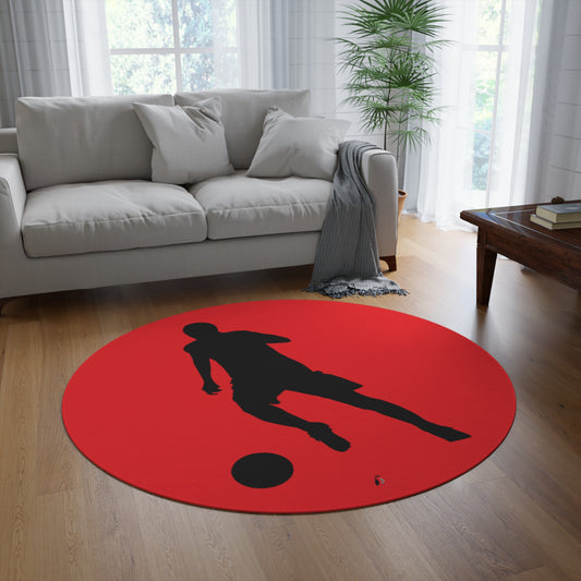 Round Rug: Soccer Red