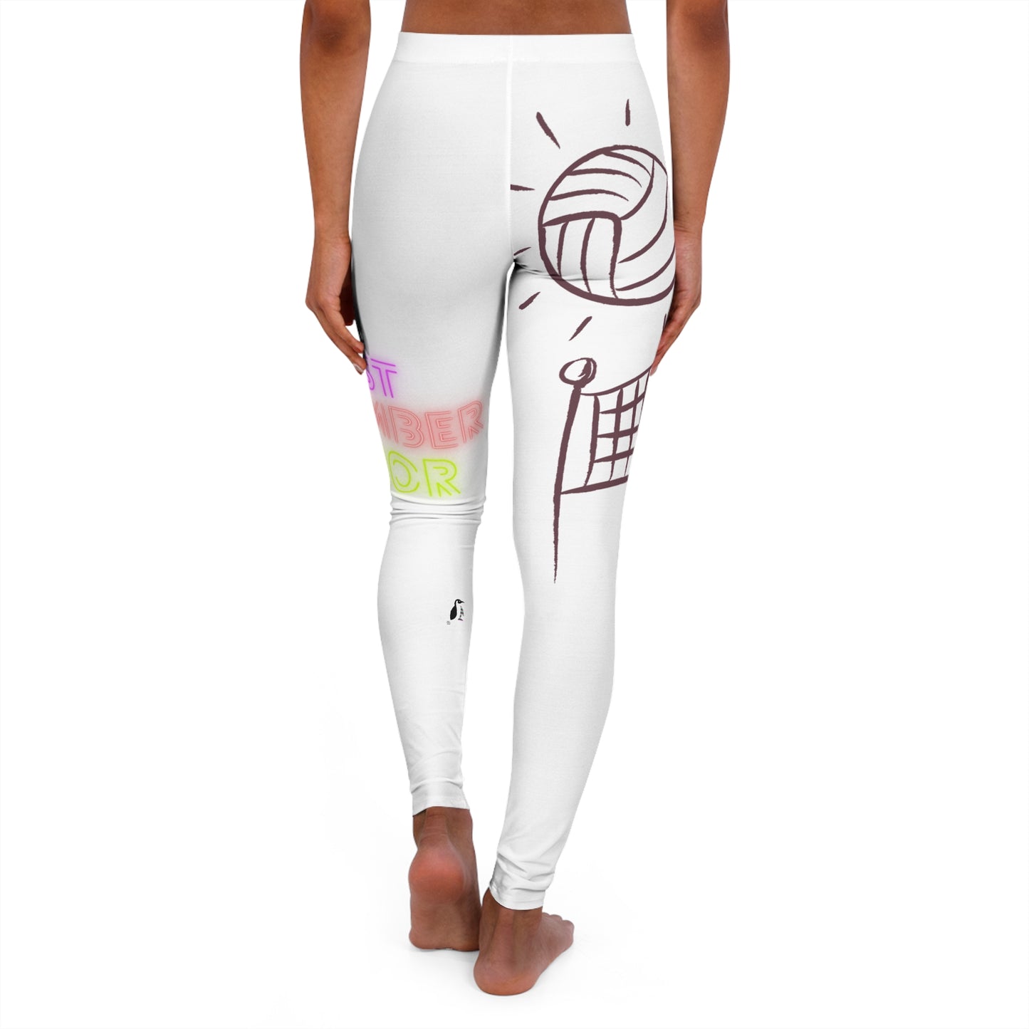 Women's Spandex Leggings: Volleyball White