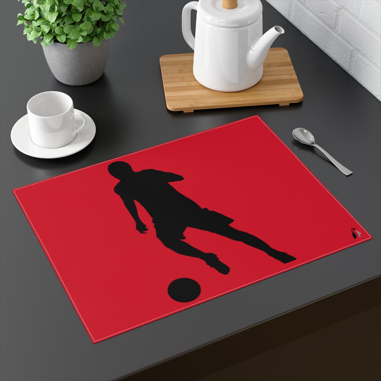 Placemat, 1pc: Soccer Dark Red