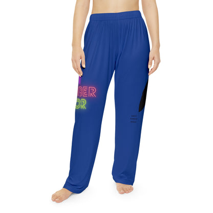 Women's Pajama Pants: Crazy Penguin World Logo Dark Blue