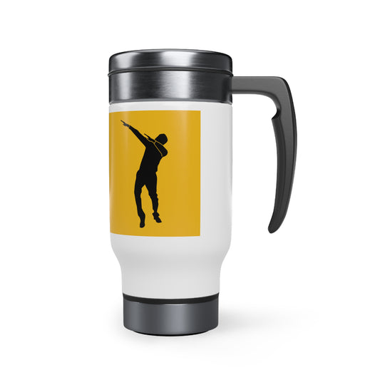 Stainless Steel Travel Mug with Handle, 14oz: Dance Yellow