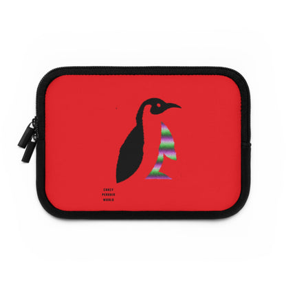 Laptop Sleeve: Crazy Penguin World Logo Red