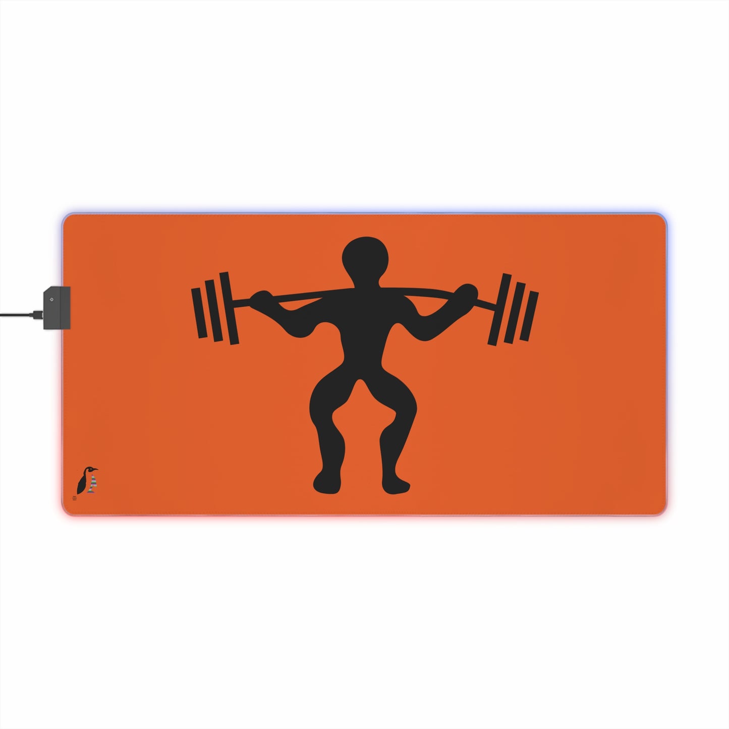 LED Gaming Mouse Pad: Weightlifting Orange