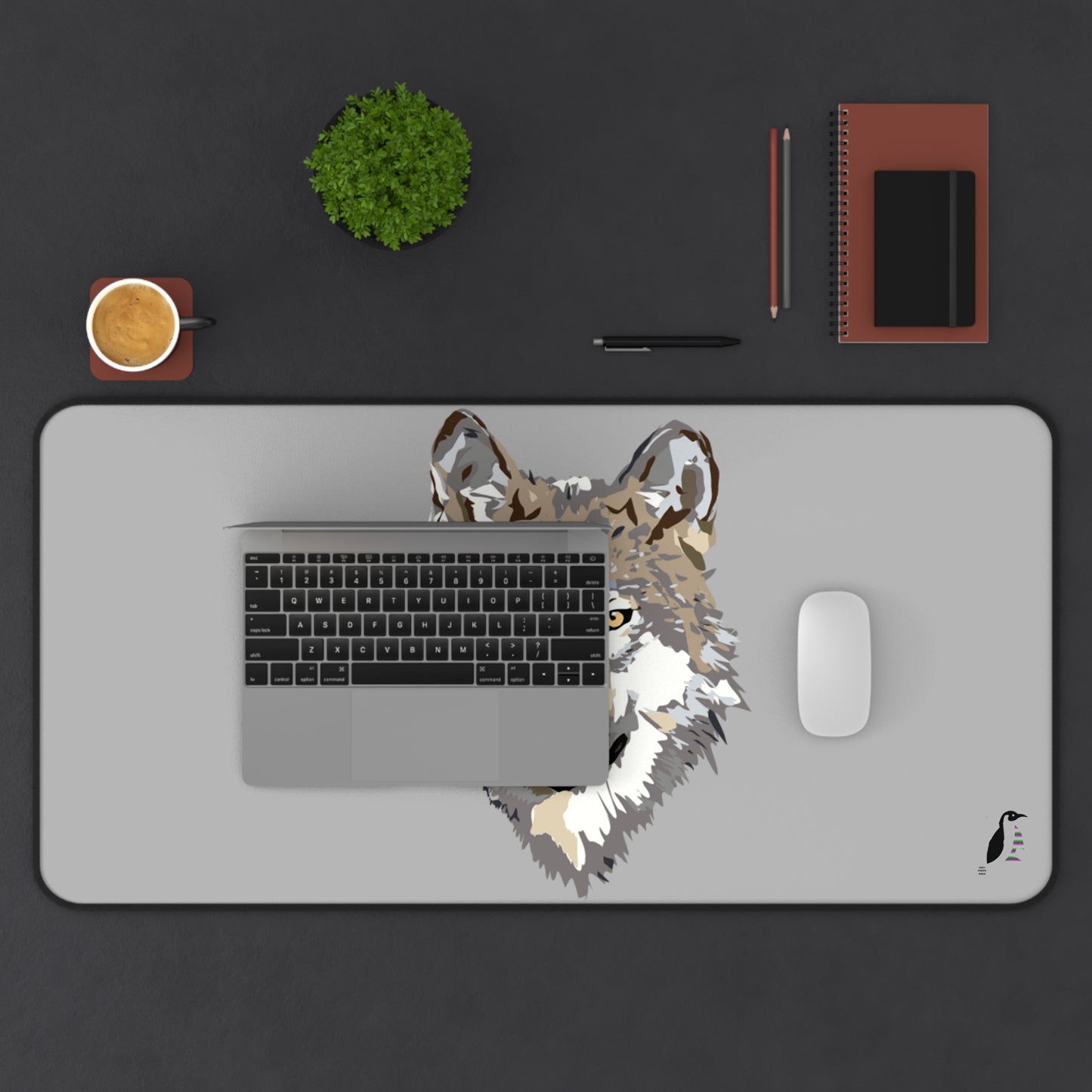 Desk Mat: Wolves Lite Grey