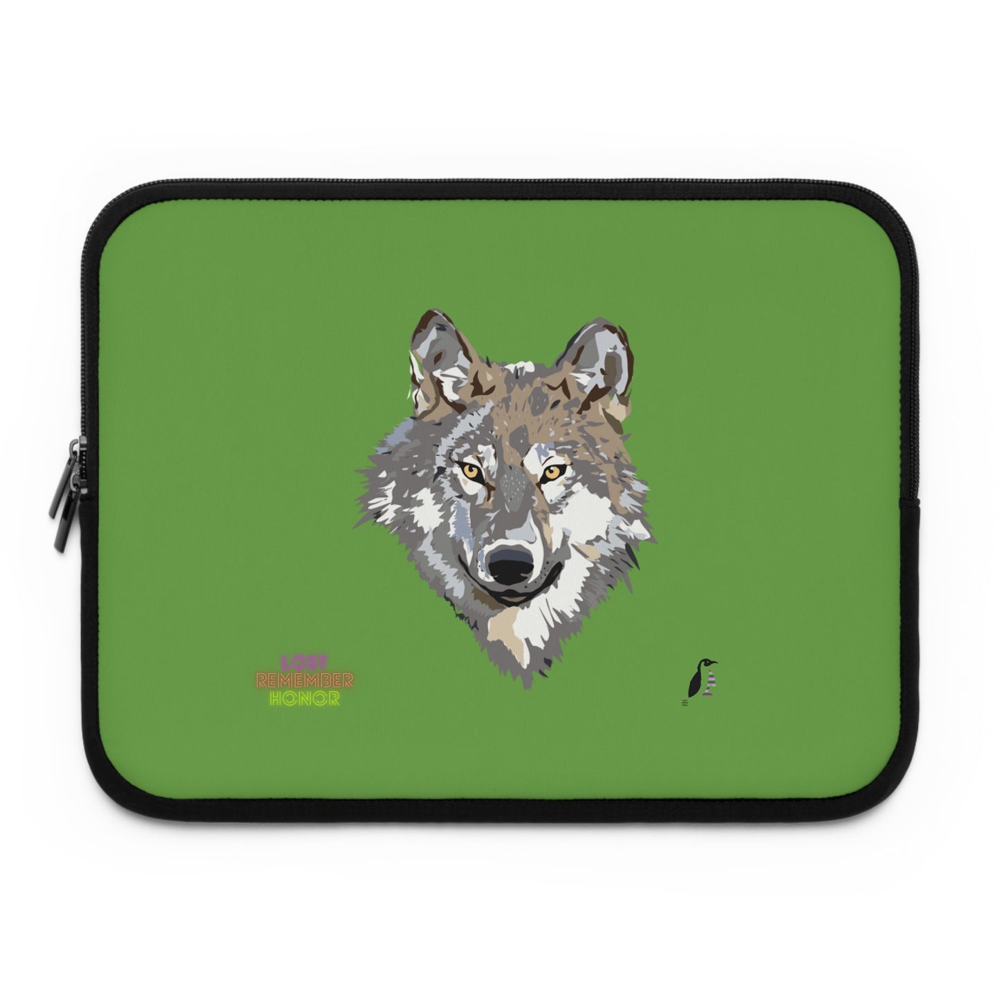 Laptop Sleeve: Wolves Green