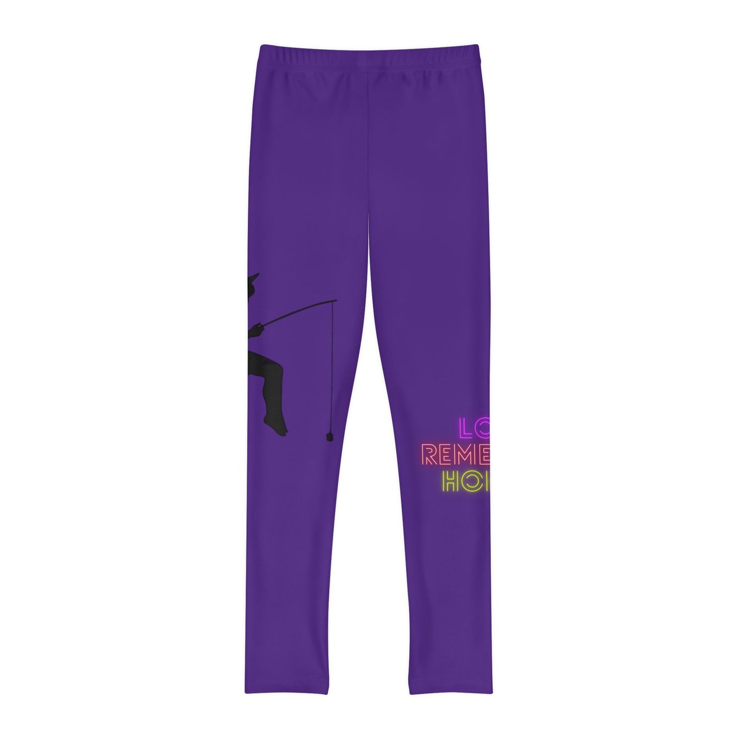 Youth Full-Length Leggings: Fishing Purple