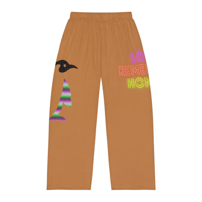 Men's Pajama Pants: Crazy Penguin World Logo Lite Brown