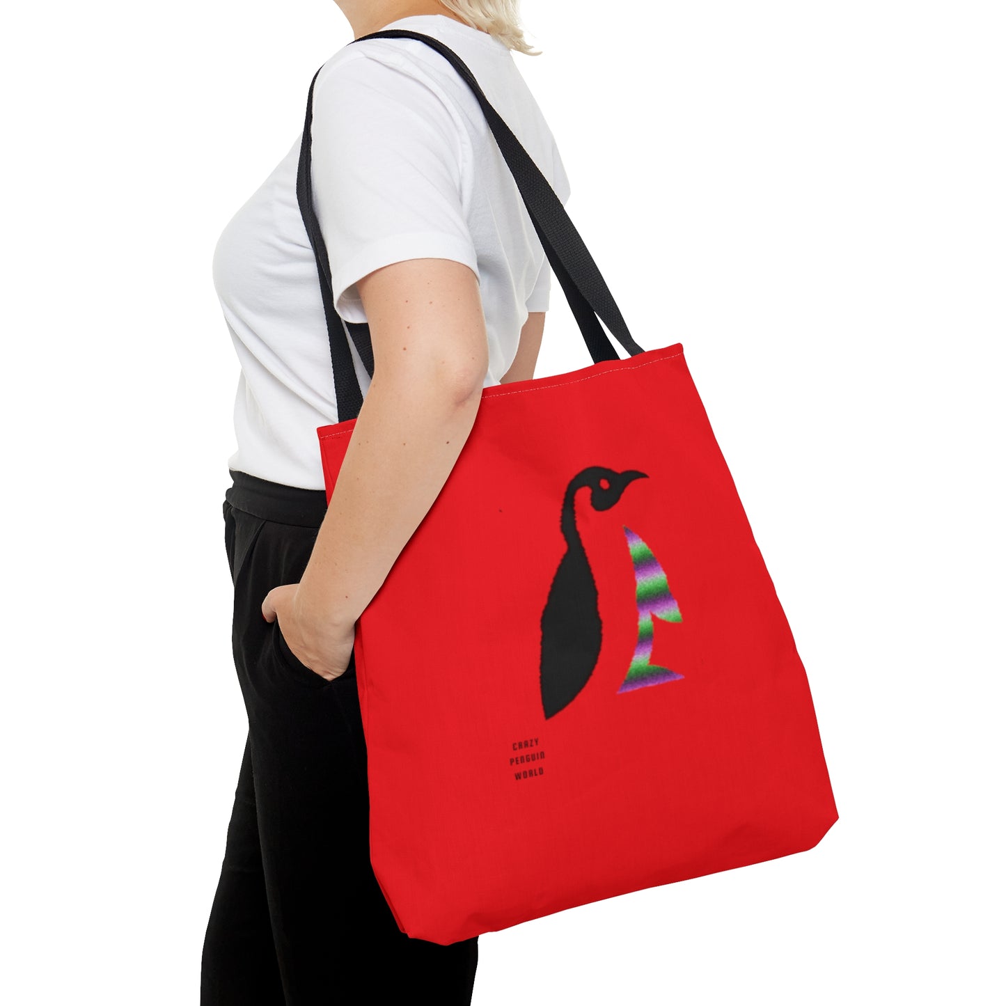 Tote Bag: Crazy Penguin World Logo Red