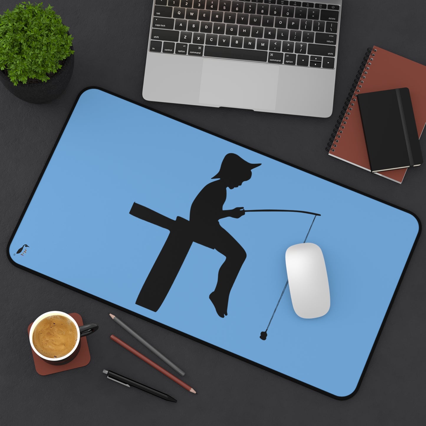 Desk Mat: Fishing Lite Blue