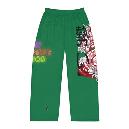 Men's Pajama Pants: Dragons Dark Green