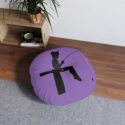 Tufted Floor Pillow, Round: Fishing Lite Purple